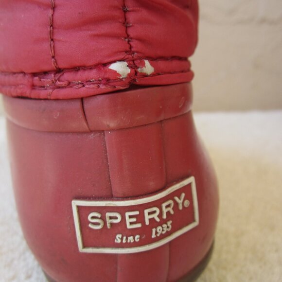 Sperry Topsider Waterproof Quilted Nylon Red Rain Boots Size 8 Medium- Flawed - Picture 8 of 16